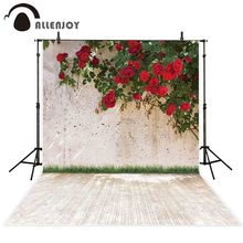 Allenjoy garden spring photography background red rose flower wall backdrop photophone shoot prop photocall photobooth fabric 2024 - buy cheap