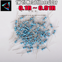 Resistor de filme metálico 20 peças, +-1% 1w 0.1 0.12 0.15 0.18 0.2 0.22 0.24 0.27 0.3 0.33 0.39 0.47 0.5 0.56 0.62 2024 - compre barato