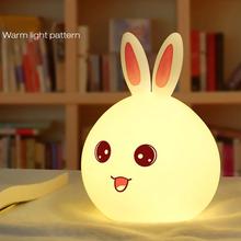 Liginwaat novo coelho led night light para crianças bebê crianças lâmpada de cabeceira multicolorido silicone sensor toque controle nightlight 2024 - compre barato
