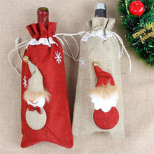 2019  Christmas Wine Bottle Cover Red Wine Gift Bags Set Champagne Xmas Home Dinner party Table Decoration Snowman Design 2024 - buy cheap