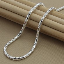 Correntes de colar para homens e mulheres, colar banhado a prata, corrente de colar 4mm, joia de moda masculina 2024 - compre barato