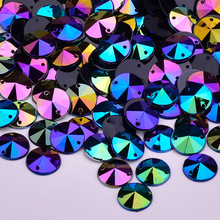 Junao 10mm costurar em glitter preto ab rivoli strass apliques flatback gemas acrílico costura pedras de cristal para roupas bordado 2024 - compre barato