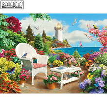 Full Square drill 5D DIY Diamond painting seaside garden embroidery Cross Stitch Rhinestone Mosaic decoration HYY 2024 - buy cheap