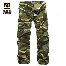 Natere Worship Outdoors Men Camping Hiking Camouflage Cargo Pants Plus Size Multi-pocket Overalls Trousers 2024 - buy cheap