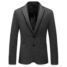 2019 New Fashion Grey Knitted Wool Men's Costume Blazers Suit Jackets Good Quality Autumn Winter Mens Slim Fit Blazer Jacket 2024 - buy cheap