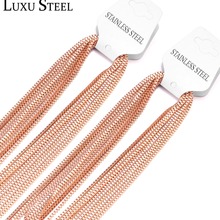 LUXUSTEEL-collares de oro rosa para mujer, collar de cadena larga de acero inoxidable de ancho, accesorios de cadenas antialérgicas 2024 - compra barato