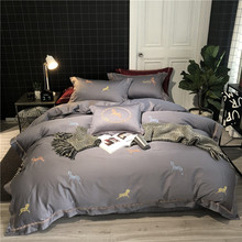 embroidery Bedding Set Super Soft egyptian Cotton Duvet Cover Flat Sheet Pillowcase Comforter horse designs Bed Set Queen King 2024 - buy cheap