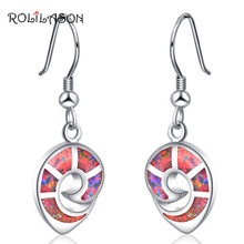 ROLILASON simple design For Women orange fire opal Drop Earrings 925 silver stamped fashion Jewelry OE762 2024 - buy cheap