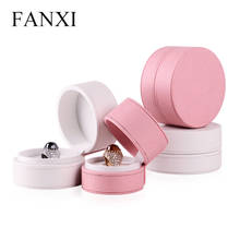 FANXI Exquisite Round PU Leather Pink&White Jewelry Box Ring Necklace Jewelry Gift Packaging Box Organizer Wedding Engagement 2024 - buy cheap