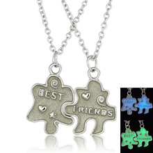 Puzzle Alloy Best Friends Love Friendship Luminous Pendant Necklace Fluorescent Glow In The Dark For Friends 2024 - buy cheap