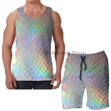 Summer Casual funny print men Tank Tops Women Holographic croc  men Board beach shorts women sets fitness sleeveless vest 2024 - buy cheap