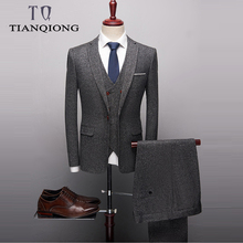 Terno masculino de design, alta qualidade, clássico, cinza, preto, vermelho, slim fit, casamento, 3 peças, negócios, escritório, formal 2024 - compre barato