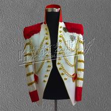 G-dargon Men singers bigbang stage show white suit jacket star blazer chain royal dress concert costumes S-5XL free shipping 2024 - buy cheap