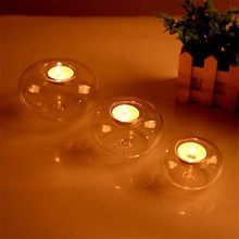 Round hollow glass candle holder wedding fine candlestick dining home decor dining Party decor 2024 - buy cheap