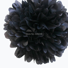 10pcs 8"(20cm) Halloween Birthday Holiday Party Decorations Black Tissue Paper Pom Poms Hanging Craft Flower Ball 2024 - buy cheap