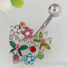 Belly button ring heart flower belly ring Butterfly Fashion jewelry body piercing navel bar 14G 316L surgical steel bar 2024 - buy cheap