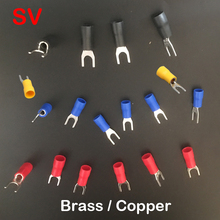 SV3.5-6 Blue Black Red Yellow Green U Spade Fork Brass Copper Lug Splice Insulated Cable Wire Connector Crimp Terminal 2024 - buy cheap