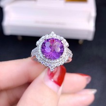 Amethyst ring Free shipping Natural real amethyst 925 sterling silver Fine jewelry  10*10mm 2024 - buy cheap