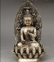 Utensílio decorativo de fábrica em bronze, prata tibetana, budismo, prateada, shakyamuni amitabha, buda sakyamuni 2024 - compre barato