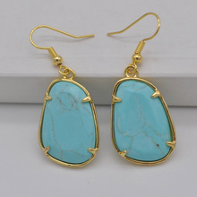 Blue Howlite Stone Dangle Earrings Jewelry For Woman Gift T286 2024 - buy cheap