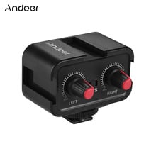 Andoer WS-VS Microfone Mic Estéreo de 3.5mm para Dual-Channel Mixer De Áudio Adaptador para Canon Nikon Sony Camera w/ sapato frio Montar Hub 2024 - compre barato