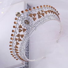 New Design Gold Crystal Tiara Handmade Bridal Crown Hairband Queen Big Bridal Wedding Crowns Hair Accessories Headband Jewelry 2024 - buy cheap