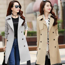 Fashion windbreaker female spring and autumn new temperament commute double-breasted windbreaker jacket Slim coat 2024 - buy cheap