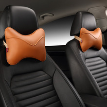 KKYSYELVA Leather Car Headrest pillow Black Universal neck pillows for most cars Interior Accessories 2024 - buy cheap