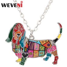 WEVENI Enamel Alloy Basset Hound Dog Necklace Pendant Chain Choker Fashion Animal Jewelry For Women Girl Gift Accessories Bijoux 2024 - buy cheap