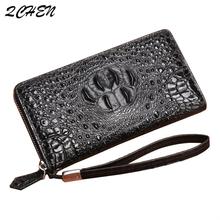 Men's wallet Thai crocodile leather wallet men's long handbag female leather wrist bag zipper wallet clutch Europe America 004 2024 - buy cheap