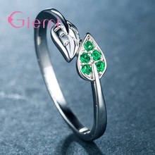 Venda quente anéis de cristal verde 925 prata esterlina folha antiga folhas dedo acessórios jóias para mulher menina amado melhor presente 2024 - compre barato