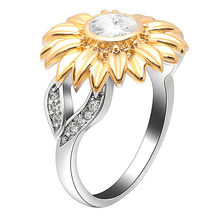 Anillos de boda Sun Flower de Color dorado, anillo de circón de lujo de compromiso, encantador regalo, accesorios de moda, anillos de joyería para mujer 2024 - compra barato