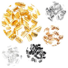 100pcs 8x10mm Textured End Caps Crimp Beads Cord Flat Cover Clasps Clip Foldover Fit Jewelry Necklace Connectors Findings DIY 2024 - buy cheap
