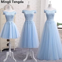 Mingli tengda vestido de damas de honra, luz azul e sem mangas, elegante, de madrinha, robe dama de honra 2024 - compre barato