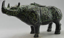 Elaborate Chinese Collectible Decorated Old Handwork Bronze Carved Big Rhinoceros Statue & Pot See 2024 - buy cheap