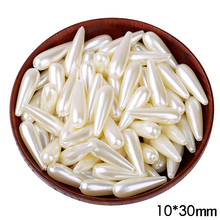 40pcs/lot 10*30mm ABS Ivory Imitation Pearl Long Water Drop Beads Straight Hole Teardrop Beads For DIY Jewelry Earrings Making 2024 - buy cheap