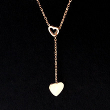 Martick-collar doble con dijes de corazones para mujer, cadena de eslabones ajustable, Color oro rosa, bisutería P128 2024 - compra barato