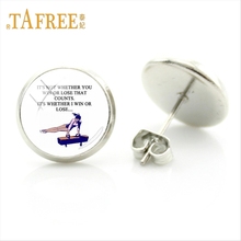 TAFREE Charm    Round Student Studs Earring Love Gymnastics Glamour Art Picture Earrings Women Gift  Jewelry GY071 2024 - buy cheap