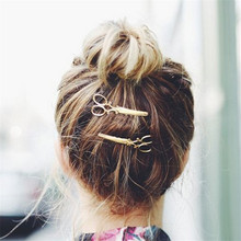 Fashion 1PC/2PC Women Hair Clip Hot Sale Chic Scissors Shape Hair Pin Golden Silvery Hair Jewelry Headwear 2024 - buy cheap