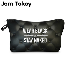 Косметичка Jom Tokoy, органайзер для косметики, модная женская брендовая сумочка для косметики черного цвета с 3D-принтом 2024 - купить недорого