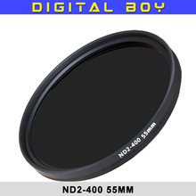 Factory Price 1 pcs 55mm slim fader ND filter adjustable variable neutral density ND2 to ND400 for Canon 50/1.8 Nikon 18-55 Sony 2024 - buy cheap