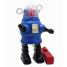 Robô vintage de brinquedo com corda, brinquedo clássico de estanho para crianças e adultos 2024 - compre barato