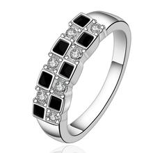 Joyería clásica de color plata, par de anillos de cristal R619 2024 - compra barato
