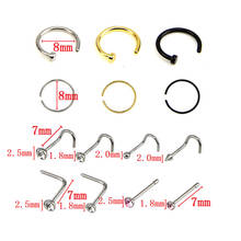 14Pcs/Set Rhinestone Nose Studs Ring Hoop Bone Bar Pin Stainless Steel Nose Ring Piercing Body Jewelry 2024 - buy cheap