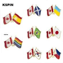 Emblemas de metal da bandeira da amizade canadá, emblemas para mochilas, boné militar, broche, joias 2024 - compre barato