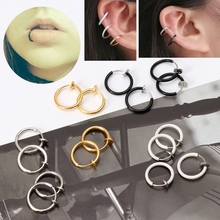 Piercing de argola sem piercing, clipe de nariz falso, 4 unidades, joia do corpo clipe da orelha lábio 2024 - compre barato