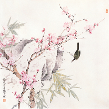 Chinese classical brid bamboo peach blossom scenery oil painting canvas printings printed on canvas wall art decoration picture 2024 - buy cheap