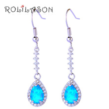3.77g Wholesale Noble Blue Fire Opal Silver Stamped Dangle Earrings Fashion Jewelry Opal Jewelry OE568 2024 - купить недорого