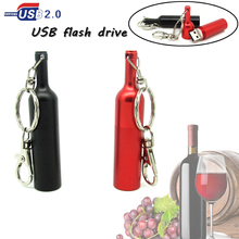 key chain red black metal wine bottle usb flash drive disk memory stick 4gb 8gb 16gb 32gb pendrive Pen drive top mini PC gift 2024 - buy cheap