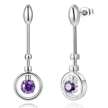 round purple zircon high quality free shipping Silver Earrings for women fashion jewelry earrings /FCBSXQDX HRIMBYEF 2024 - buy cheap